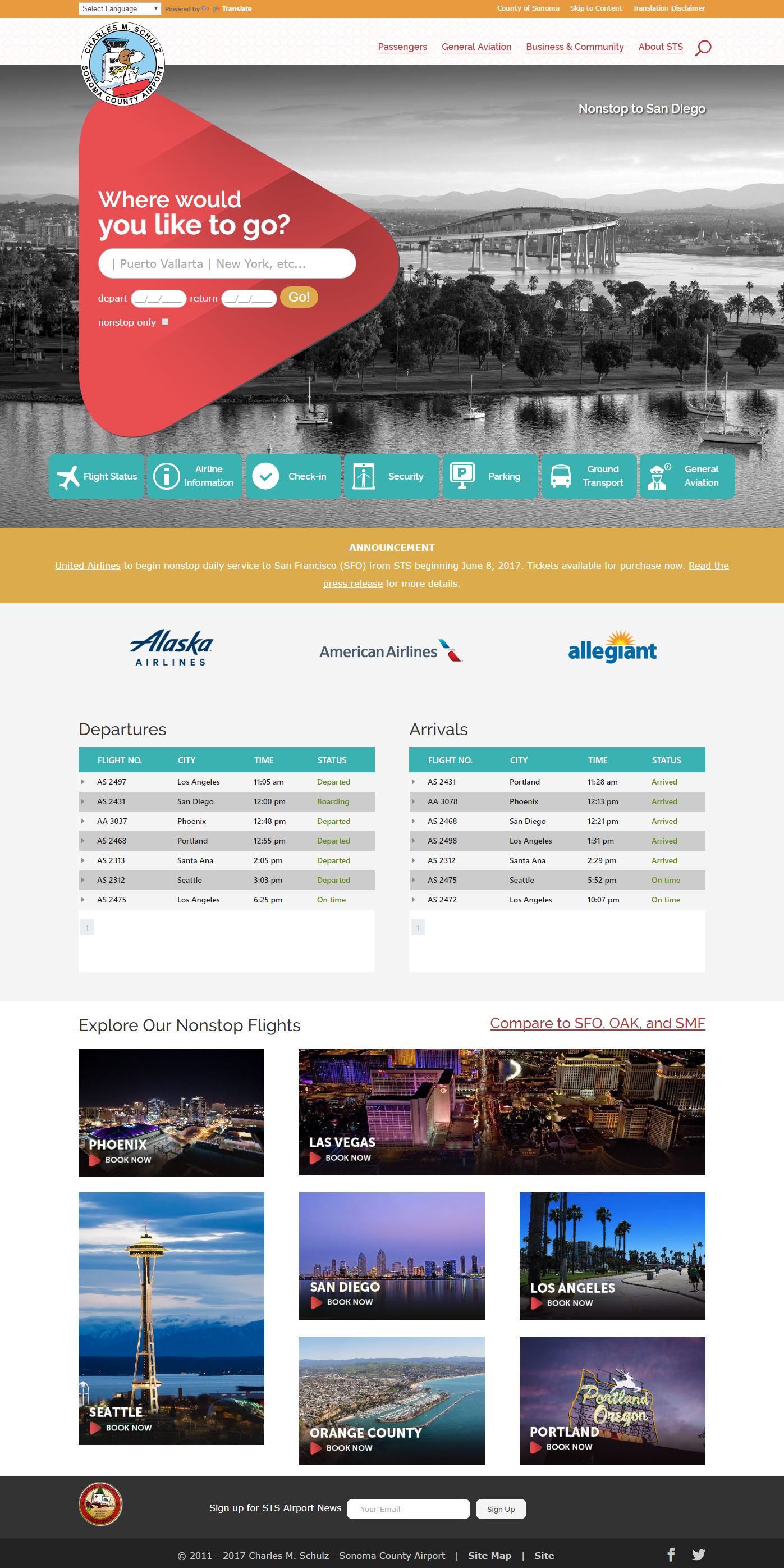 Sonoma County Airport Website